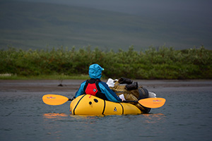 Chelsea Ward-Waller in her Yukon Yak packraft on the Anaktuvuk River